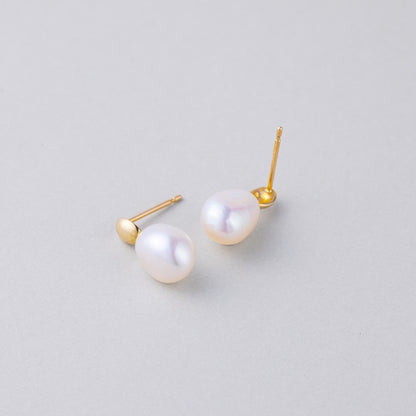 K10 天然 淡水パール ワン ポイント ピアス / 10K Natural Freshwater Pearl One Point Earrings