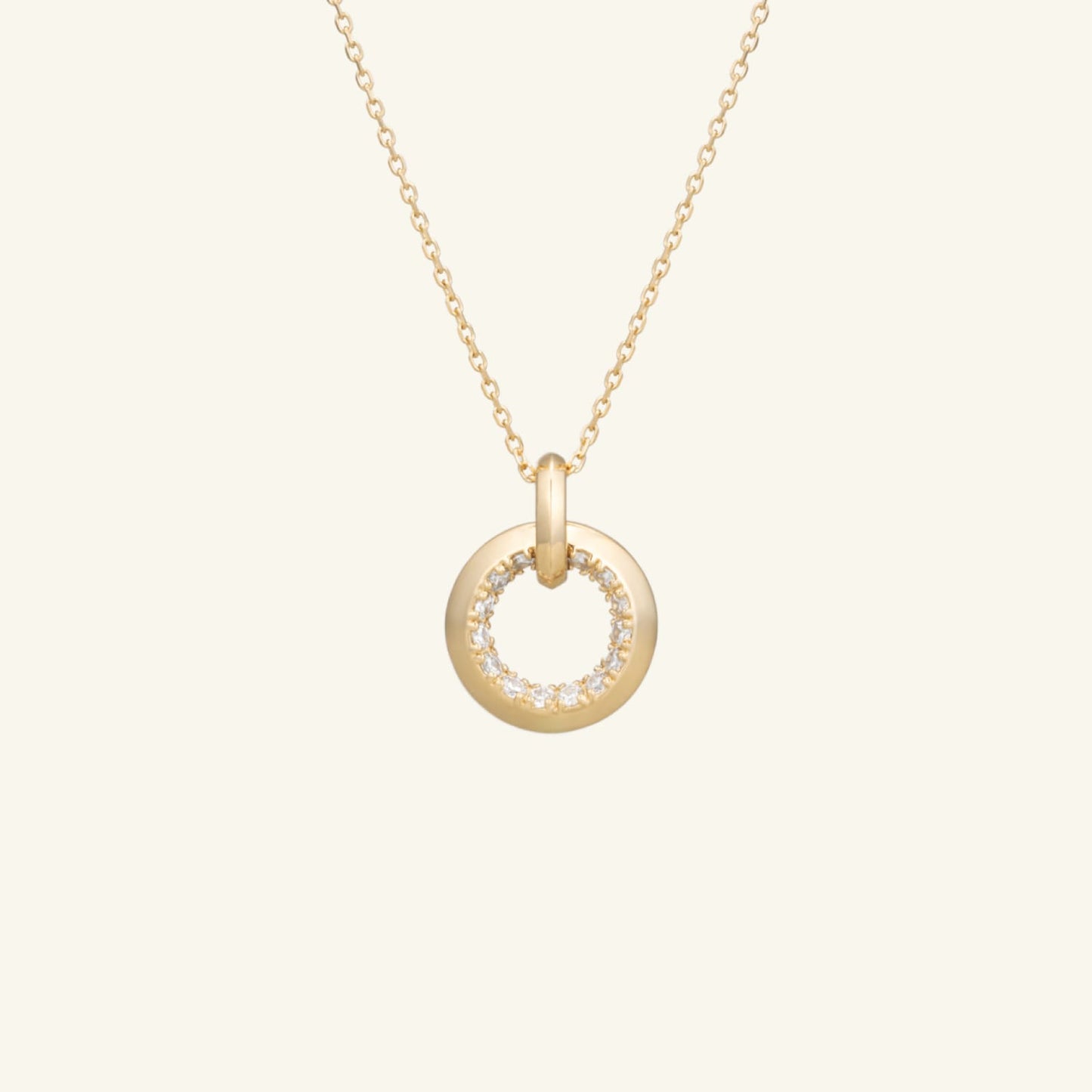 K14 K18 サイド セッティング ラウンド ネックレス / 14K 18K Side Setting Round Necklace