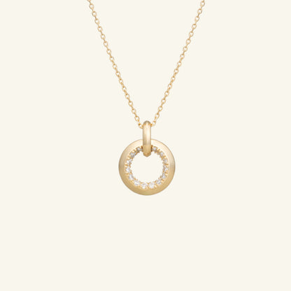 K14 K18 サイド セッティング ラウンド ネックレス / 14K 18K Side Setting Round Necklace