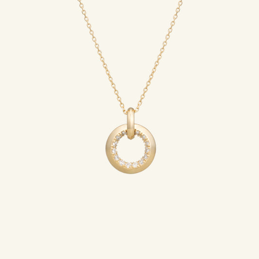 K14 K18 サイド セッティング ラウンド ネックレス / 14K 18K Side Setting Round Necklace