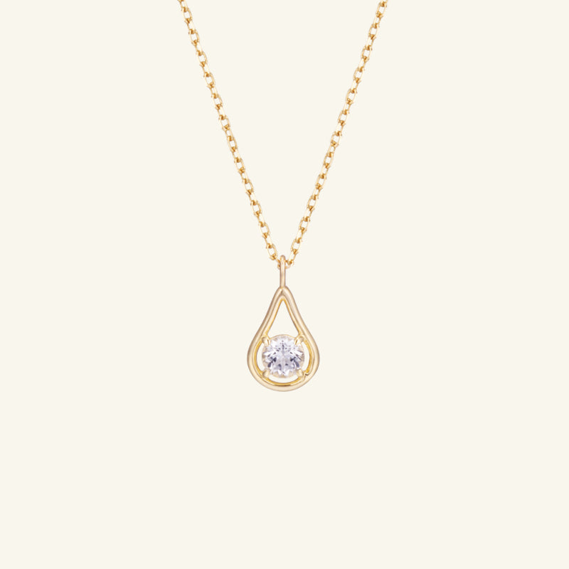 K14 K18 ペア フレーム ホワイト トパーズ ネックレス / 14K 18K Pear Frame White Topaz Necklace