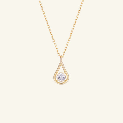 K14 K18 ペア フレーム ホワイト トパーズ ネックレス / 14K 18K Pear Frame White Topaz Necklace