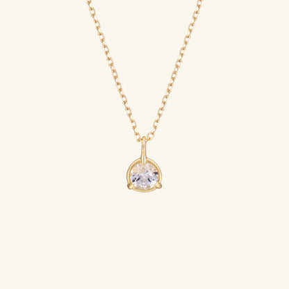 K14 K18 ラウンド フレーム ホワイト トパーズ ネックレス / 14K 18K Round Frame White Topaz Necklace