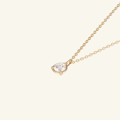 K14 K18 ラウンド フレーム ホワイト トパーズ ネックレス / 14K 18K Round Frame White Topaz Necklace