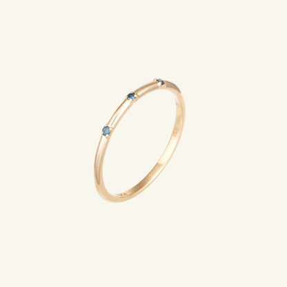 K14 K18 ブルー ダイヤ ポイント スリム リング / 14K 18K Blue Diamond Point Slim Ring