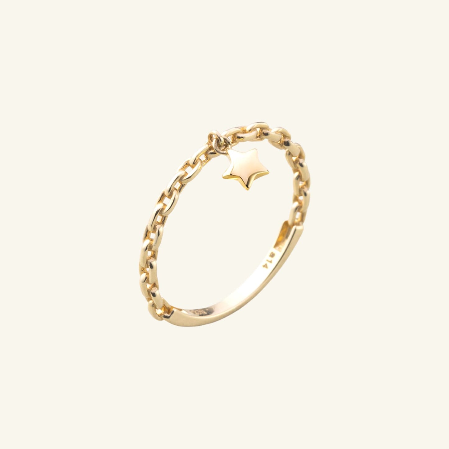 K14 K18 スター バルーン チェーン リング / 14K 18K Star Balloon Chain Ring