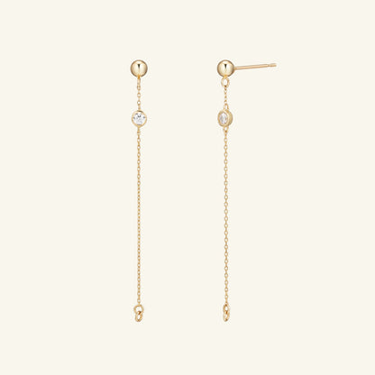 K14 K18 ラウンド ストーン ベゼル セッティング 2Way ピアス / 14K 18K Round Stone Bezel 2Way Earrings