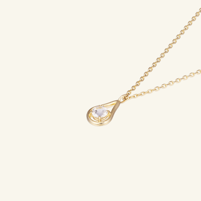 K14 K18 ペア フレーム ホワイト トパーズ ネックレス / 14K 18K Pear Frame White Topaz Necklace