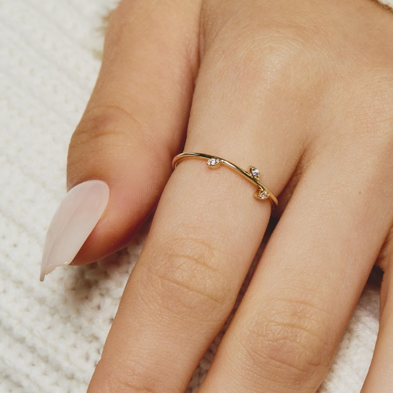 K14 K18 シンプル ヴァイン セッティング リング / 14K 18K Simple Vine Setting Ring | アモンズ –  amondz