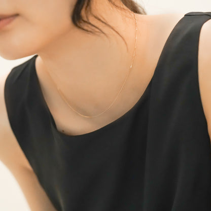 K14 イエロー ゴールド ベーシック レイヤード カーブ チェーン ネックレス / 14K Yellow Gold Basic Layered Curved Chain Necklace