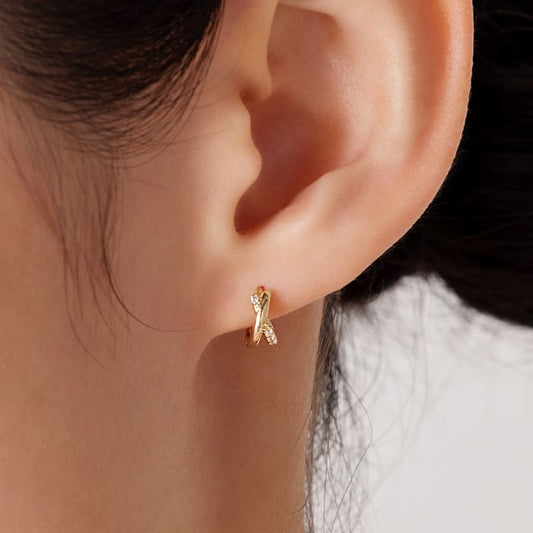 K14 クロス スティック ワンタッチ ピアス / 14K Cross Stick One-Touch Earrings