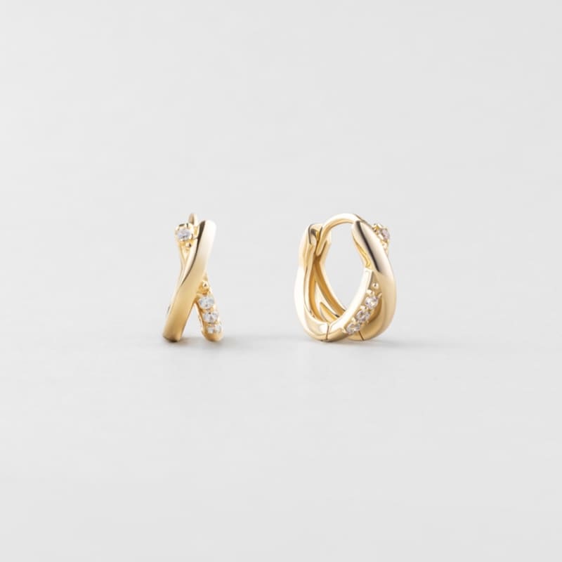 K14 クロス スティック ワンタッチ ピアス / 14K Cross Stick One-Touch Earrings