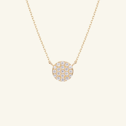 K14 K18 スパークル ラウンド ペンダント ネックレス / 14K 18K Sparkle Round Pendant Necklace