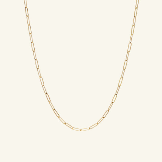 K14 フラット クリップ チェーン ネックレス / 14K Flat Clip Chain Necklace