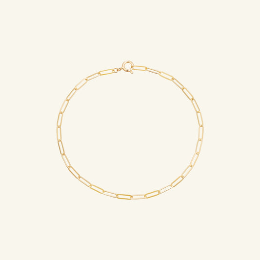 K14 フラット クリップ チェーン ブレスレット / 14K Flat Clip Chain Bracelet