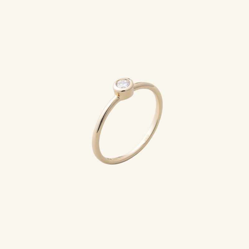 K14 K18 ラウンド ストーン ベゼル リング / 14K 18K Round Stone Bezel Ring