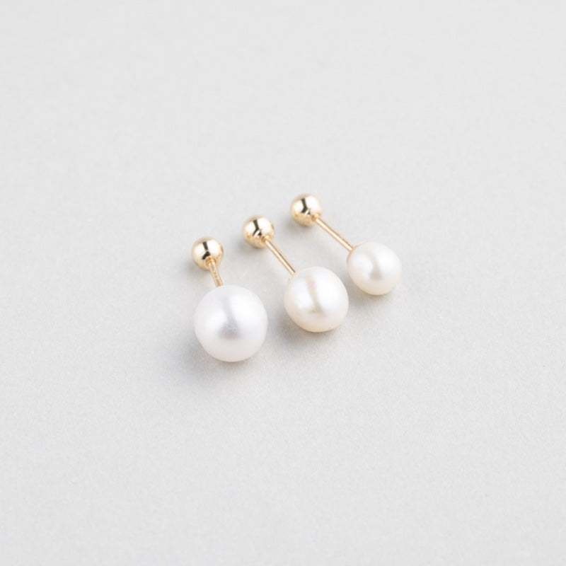 K14 Natural Freshwater Pearl Screw-Back Earring [Single]