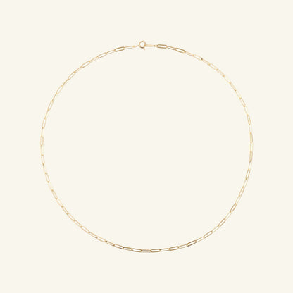 K14 フラット クリップ チェーン ネックレス / 14K Flat Clip Chain Necklace