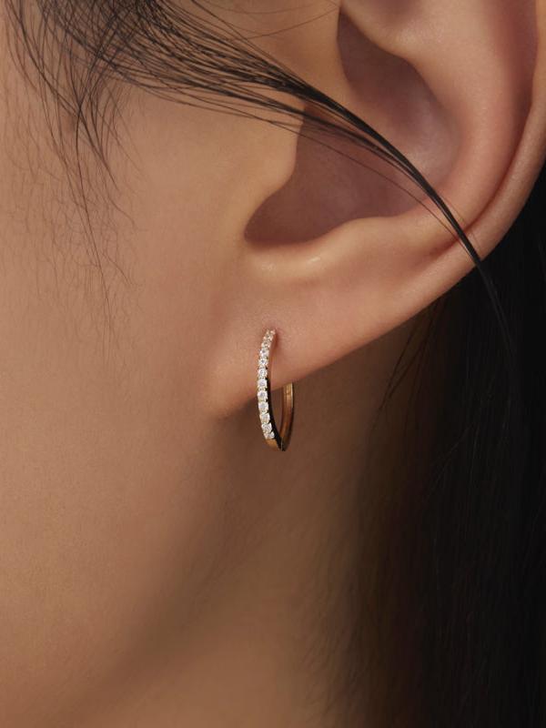 K14 フラット ストーン ワンタッチ ピアス [シングル] / 14K Flat Stone One Touch Earring [Single]