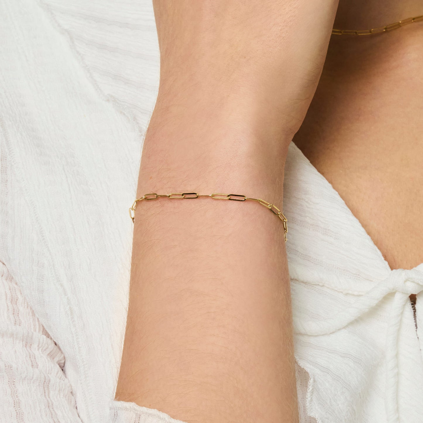 K14 フラット クリップ チェーン ブレスレット / 14K Flat Clip Chain Bracelet