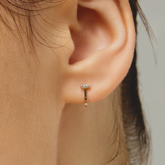 K14 スリック ベルト セッティング ピアス / 14K Slick Belt Setting Earrings