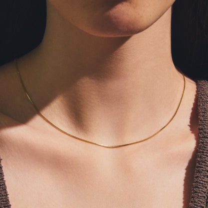 K14 スリム ボックス チェーン ネックレス / 14K Slim Box Chain Necklace