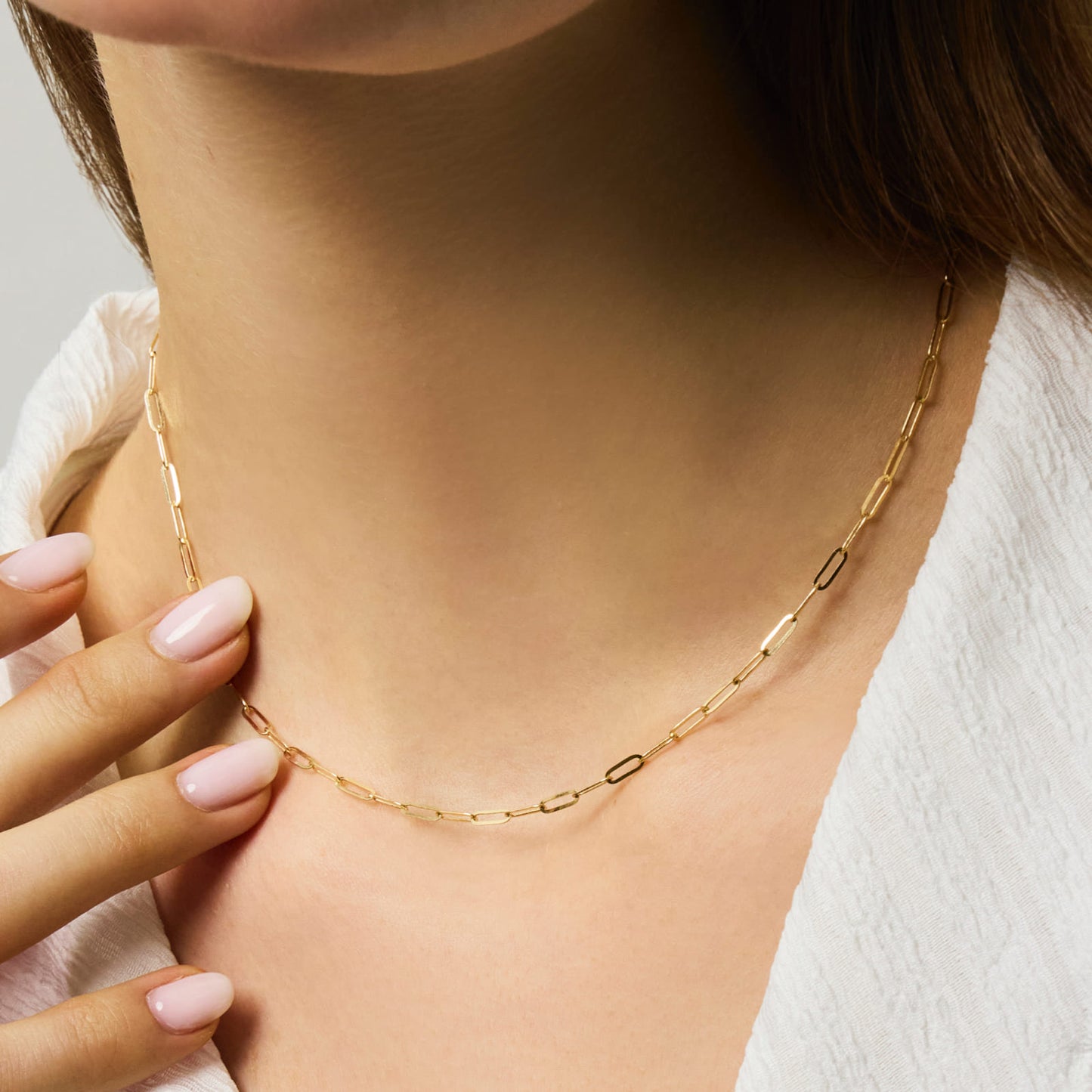 K14 フラット クリップ チェーン ネックレス / 14K Flat Clip Chain Necklace