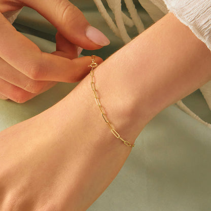 K14 フラット クリップ チェーン ブレスレット / 14K Flat Clip Chain Bracelet