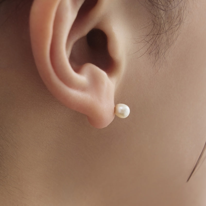 K14 Natural Freshwater Pearl Screw-Back Earring [Single]