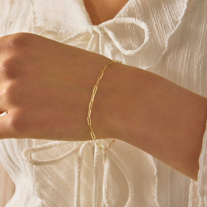 K14 フラット クリップ チェーン ブレスレット / 14K Flat Clip Chain Bracelet