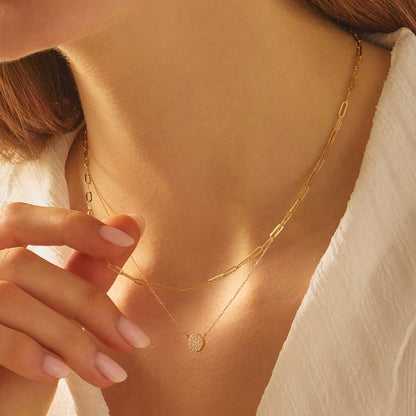 K14 フラット クリップ チェーン ネックレス / 14K Flat Clip Chain Necklace