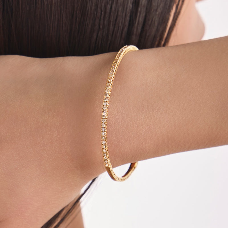 K18 天然 ダイヤモンド テニス テンション バングル / 18K Natural Diamond Tennis Tension Bangle