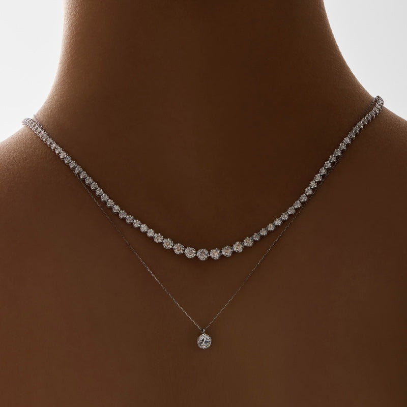 K18 天然 ダイヤモンド テニス グラデーション ネックレス / 18K Natural Diamond Crown Gradation Necklace