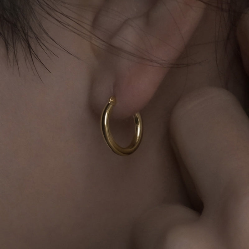 K18 シンプル パイプ フープ ピアス シリーズ / 18K Simple Pipe Hoop ...