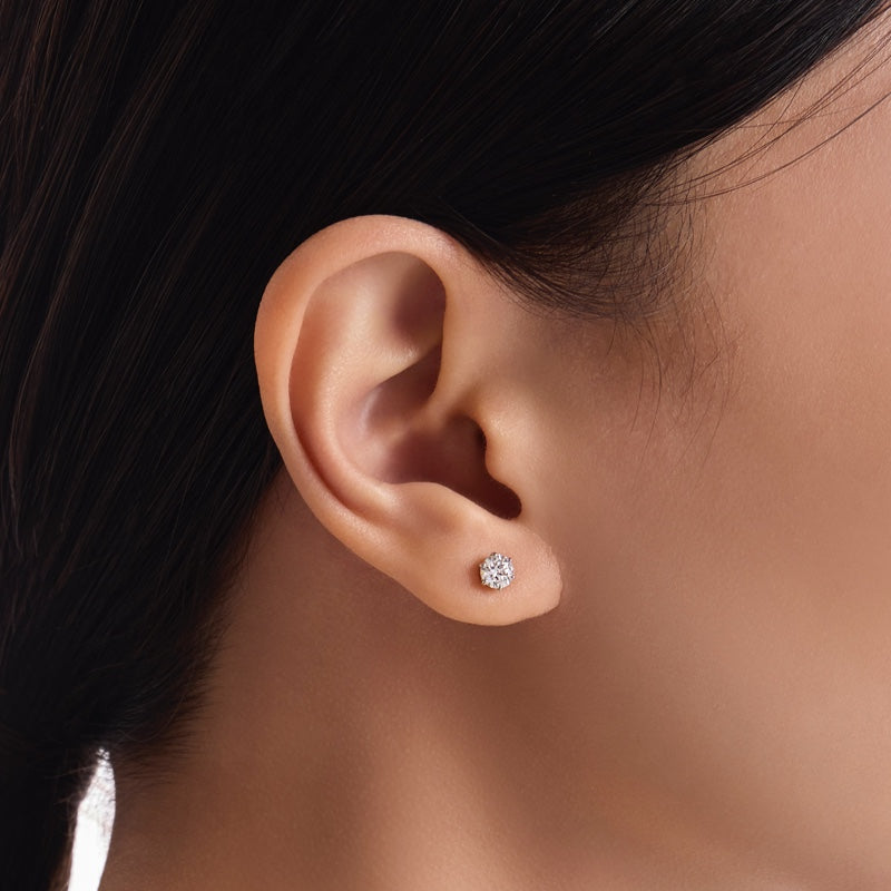プラチナ K18 天然 ダイヤモンド 6プロン ピアス / Platinum 18K Natural Diamond 6 Prong Earrings