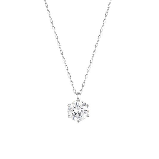 プラチナ K18 天然 ダイヤモンド 6プロン ネックレス / Platinum 18K Natural Diamond 6 Prong Necklace