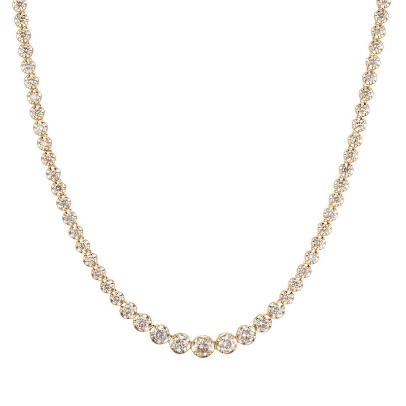 K18 天然 ダイヤモンド テニス グラデーション ネックレス / 18K Natural Diamond Crown Gradation Necklace