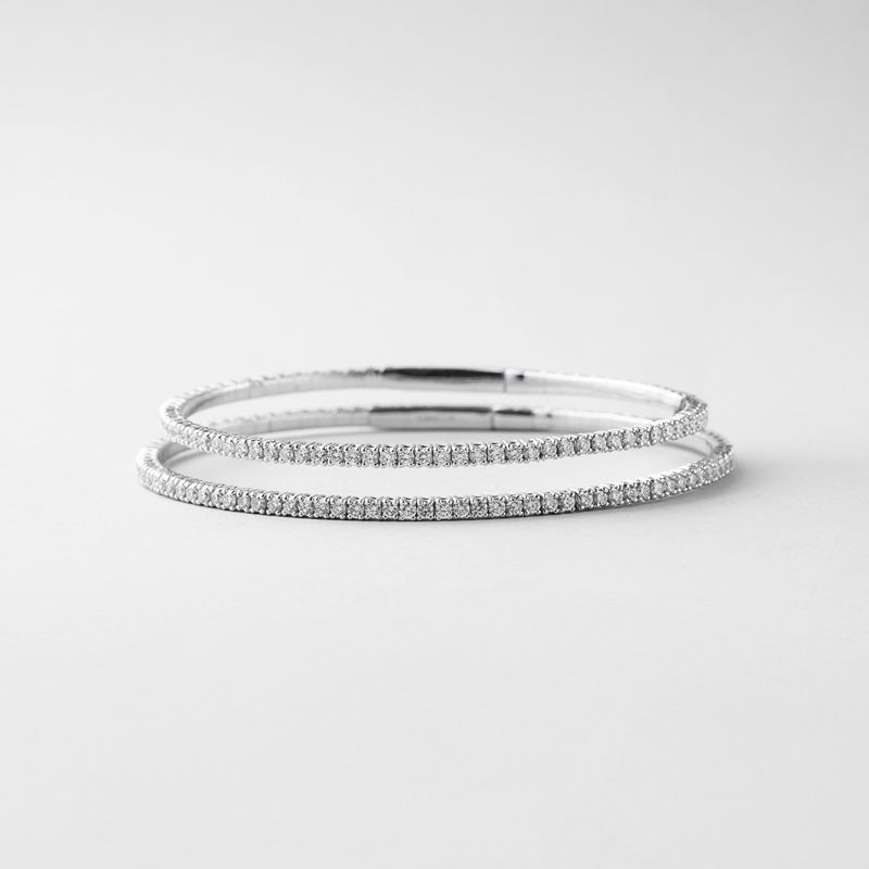 K18 天然 ダイヤモンド テニス テンション バングル / 18K Natural Diamond Tennis Tension Bangle