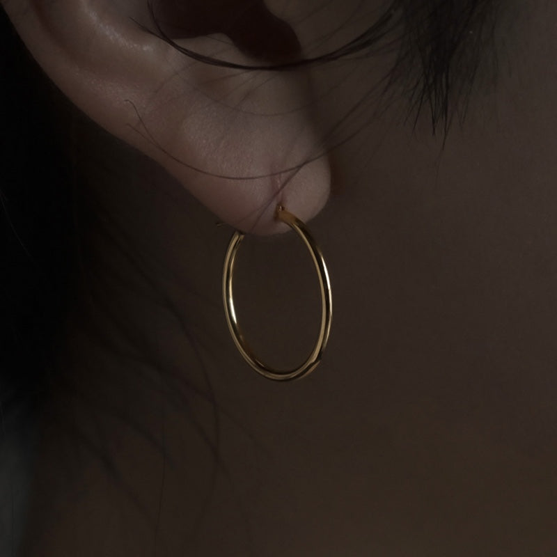 K18 シンプル パイプ フープ ピアス シリーズ / 18K Simple Pipe Hoop Earrings Series