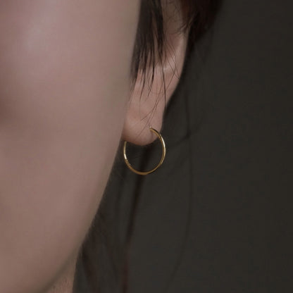 K18 シンプル パイプ フープ ピアス シリーズ / 18K Simple Pipe Hoop Earrings Series