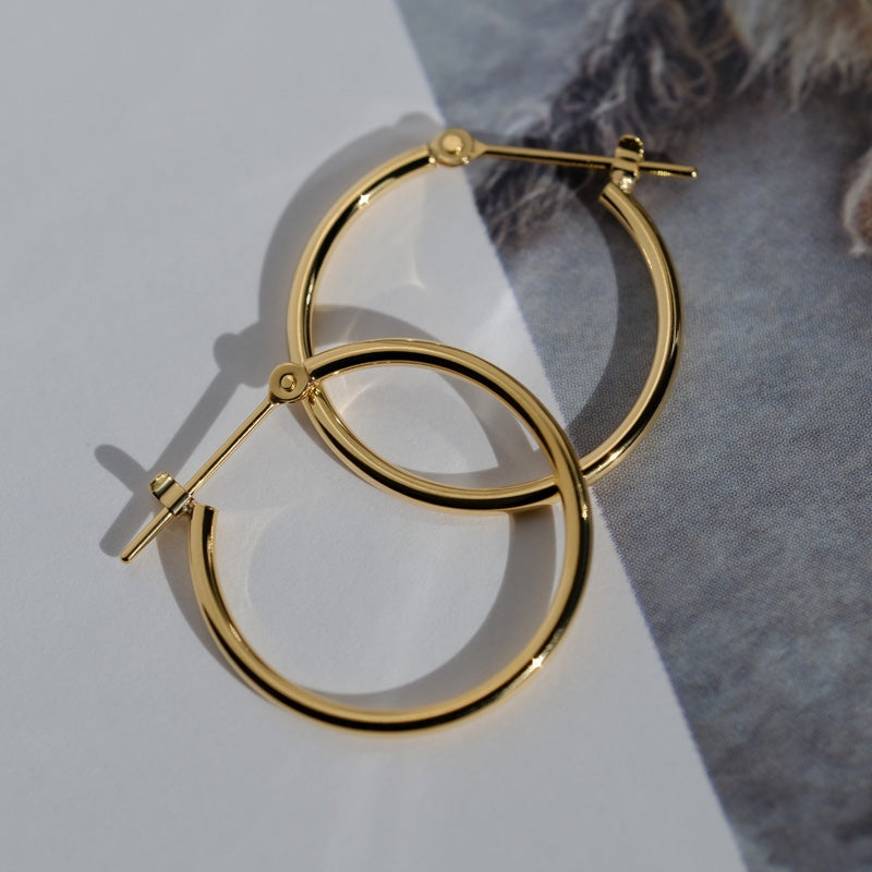 K18 シンプル パイプ フープ ピアス シリーズ / 18K Simple Pipe Hoop Earrings Series