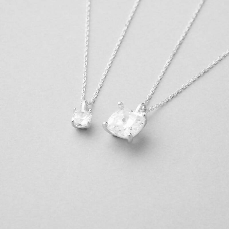 シルバー クッション カット ネックレス / Silver Cushion Cut Necklace