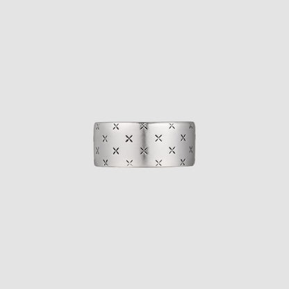 シルバー クロス パターン リング：ラージ / SILVER CROSS PATTERN RING - LARGE