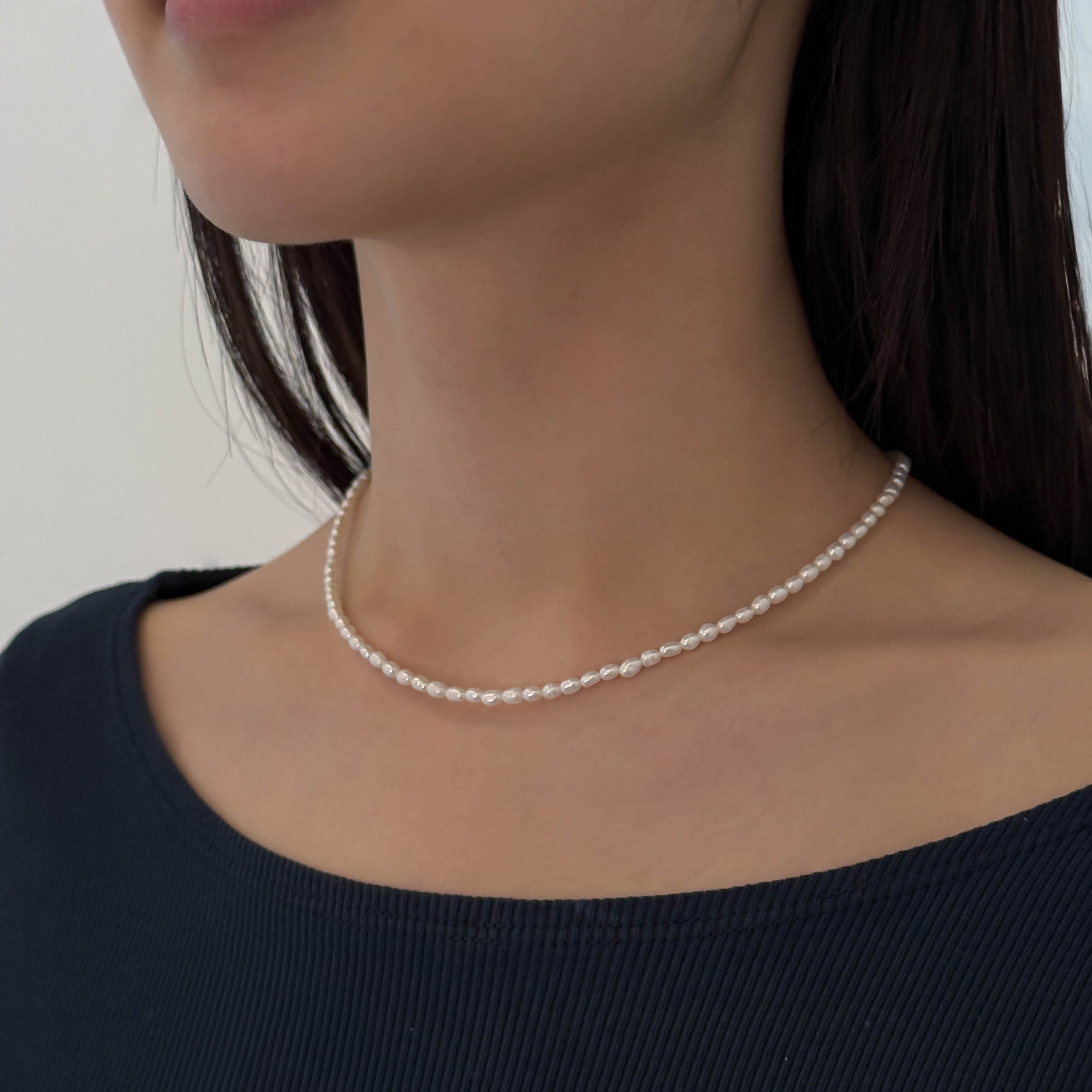 Silver Freshwater Pearl Beads Necklace