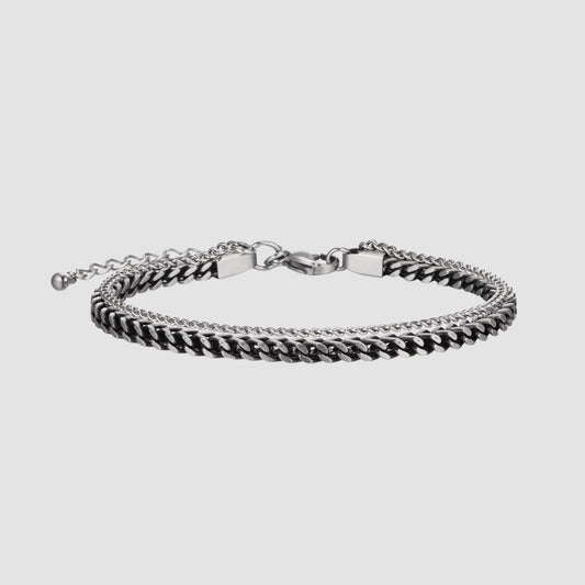 サージカル ブラック ロープ チェーン 2ライン ブレスレット / SURGICAL BLACK ROPE CHAIN TWO LINES BRACELET