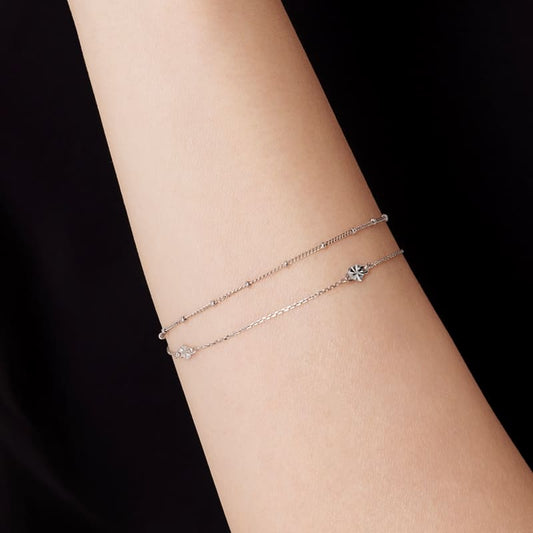 シルバー ハート カット 2ライン ブレスレット / Silver Heart Cutting Two-Line Bracelet