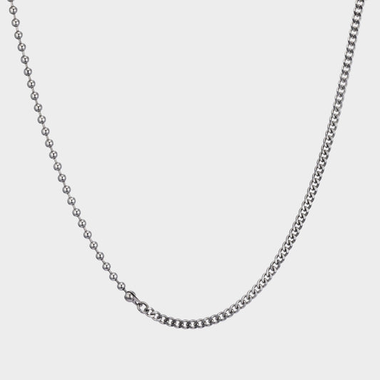 サージカル ボール カーブ ミックス チェーン ネックレス / SURGICAL STEEL BALL CURVE MIX CHAIN NECKLACE