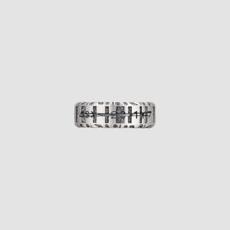 シルバー ホイール プリント リング - ラージ / SILVER WHEEL PRINT RING - LARGE