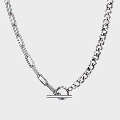 サージカル ミックス チェーン トグル ネックレス / SURGICAL STEEL MIX CHAIN TOGGLE NECKLACE