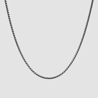 サージカル ツイスト ブラック ロープ チェーン ネックレス / SURGICAL TWIST BLACK ROPE CHAIN NECKLACE